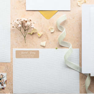 Beige Stylised Names Wedding Return Address