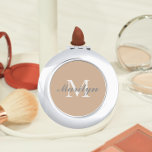 Beige Stylised Wedding Bridesmaid Monogram Compact Mirror<br><div class="desc">A personalised compact mirror for your wedding bridesmaid or maid of honour that has her initial and name stylised on a trendy,  beige colour background. Edit to replace initial and name. Select your compact mirror style.</div>