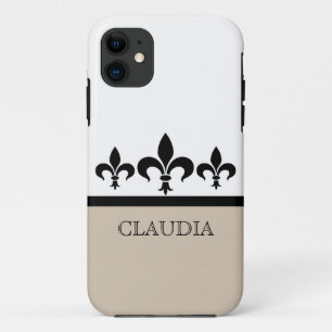Beige Swanky Fleur De Lis BT iPhone 5 Case