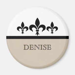 Beige Swanky Fleur De Lis Magnet