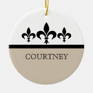 Beige Swanky Fleur De Lis Ornament