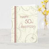 Beige Swirls Happy 50th Wedding Anniversary Card (Yellow Flower)