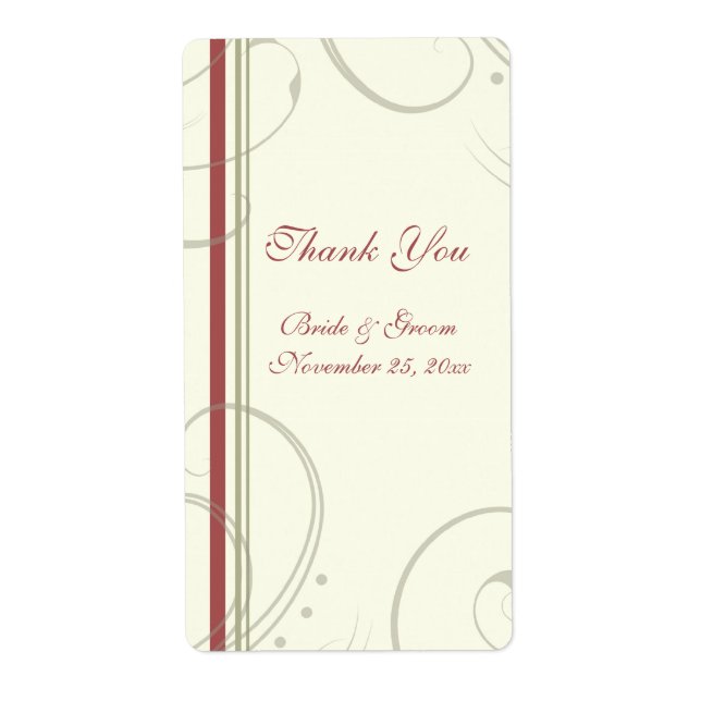 Beige Swirls Wedding Labels (Front)