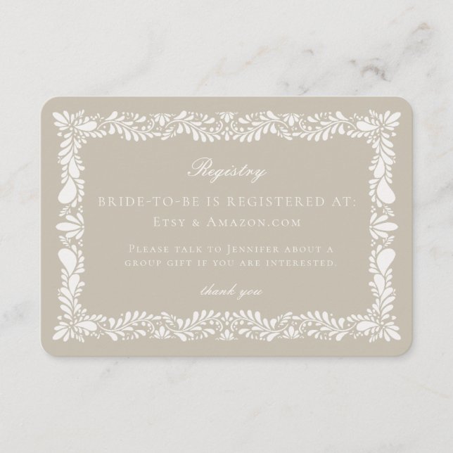 Beige Talavera Tile Registry Card Insert (Front)