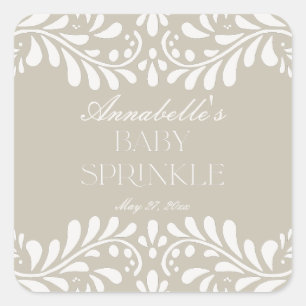 Beige Talavera Tile Spanish Fiesta Baby Sprinkle Square Sticker