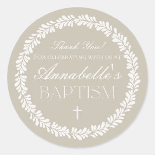 Beige Talavera Tile Spanish Fiesta Baptism Favour Classic Round Sticker