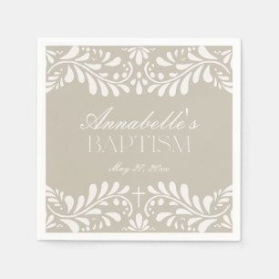 Beige Talavera Tile Spanish Fiesta Baptism Napkin