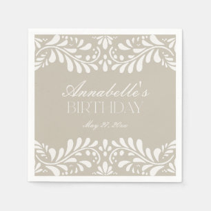 Beige Talavera Tile Spanish Fiesta Birthday Napkin