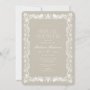 Beige Talavera Tile Spanish Fiesta Bridal Shower Invitation