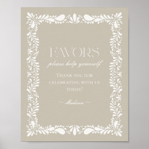 Beige Talavera Tile Spanish Fiesta Favours Sign