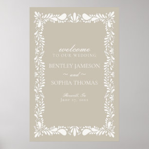 Beige Talavera Tile Spanish Fiesta Wedding Welcome Poster