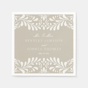 Beige Talavera Tile Spanish Style Fiesta Wedding Napkin