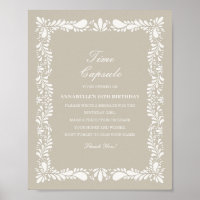 Beige Talavera Tile Time Capsule Birthday Game
