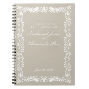 Beige Talavera Tile Wedding Letters Bride & Groom Notebook
