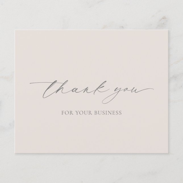 Beige Tan Modern Budget Business Thank You Card (Front)