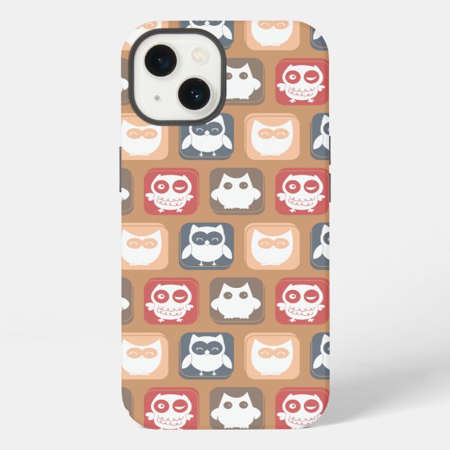 Beige Tan Owl Pattern iPhone Case (Back)