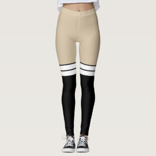 Beige Tan Skin Colour Black White Knee High Sock  Leggings