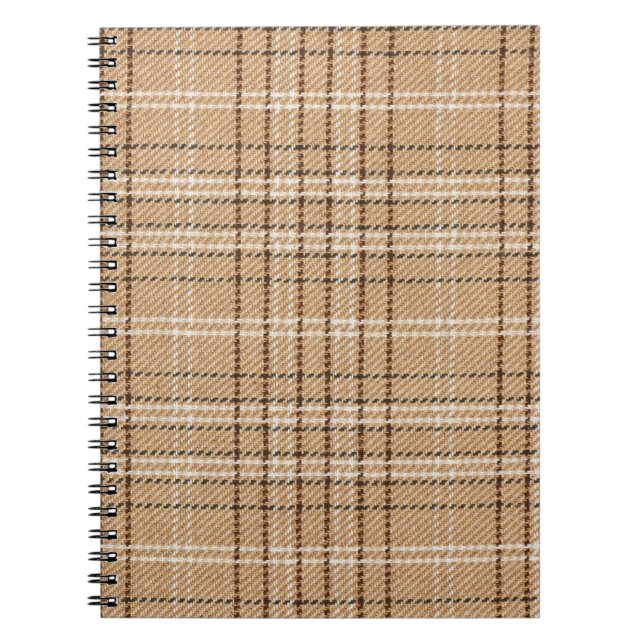 Beige Tartan: Classic Plaid Weave. Notebook (Front)