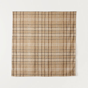 Beige Tartan: Classic Plaid Weave. Tapestry