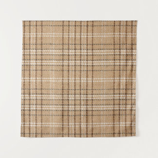 Beige Tartan: Classic Plaid Weave. Tapestry