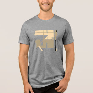 Beige Taupe Black MCM-inspired Geometric Abstract Tri-Blend Shirt