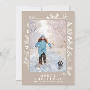 Beige Taupe Elegant Neutral Colour Photo Christmas Holiday Card