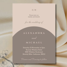 Beige Taupe Monogram Minimalist Japandi Wedding
