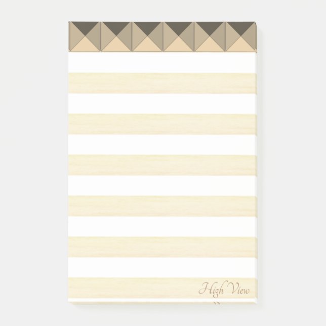Beige Taupe Pyramid Shapes & Stripes Post-it Notes (Front)