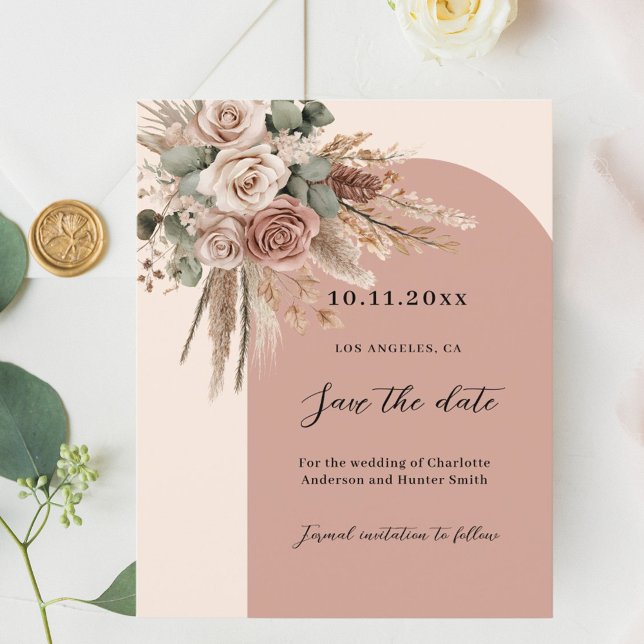Beige taupe roses arch wedding Save the Date Flyer (Creator Uploaded)