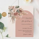 Beige taupe roses pampas arch wedding invitation<br><div class="desc">Set the tone for your special day with this elegant wedding invitation. Featuring a soft beige background, with an antique rose coloured arch frame it’s beautifully adorned with muted, earthy roses, eucalyptus greenery, and pampas grass for a natural and romantic feel. Personalise it with your names and wedding details to...</div>