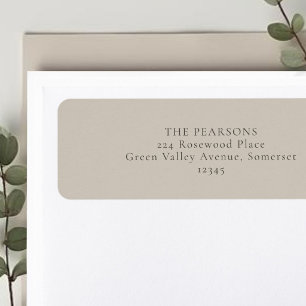 Beige Taupe    Simple Wedding Return Address Label