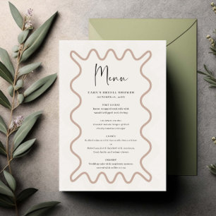 Beige Taupe Wavy Border menu card