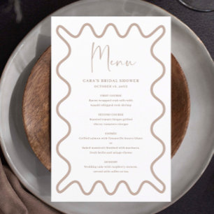 Beige Taupe Wavy Border menu card with name