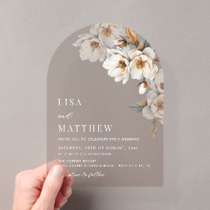 Beige Terracotta Flowers Casual Wedding Acrylic Invitations