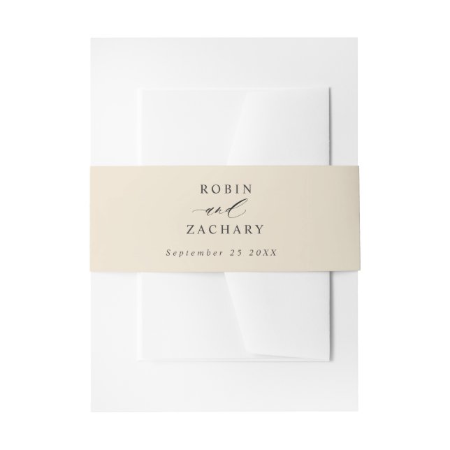 Beige, Terracotta, Modern Simple Wedding Invitation Belly Band (Front Example)