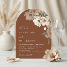 Beige Terracotta Watercolor Flowers Wedding