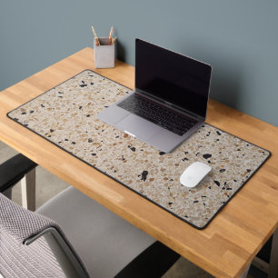 Beige Terrazzo Alla Venezia Texture Abstract Desk Mat
