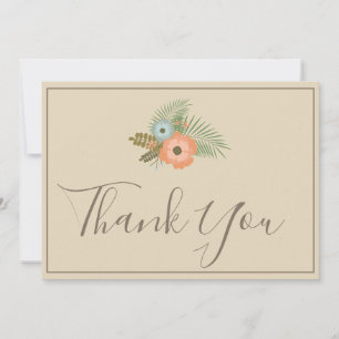 Beige Thank You Beautiful floral Card