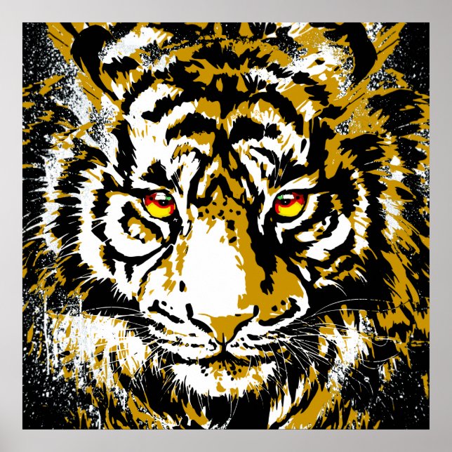 Beige Tiger Head - Tiger Poster Square (Front)