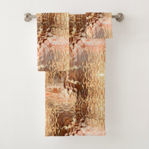 Beige to brown, hammered bent glass repeated bath towel set