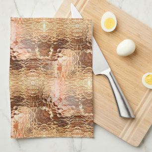 Beige to brown, hammered bent glass repeated tea towel