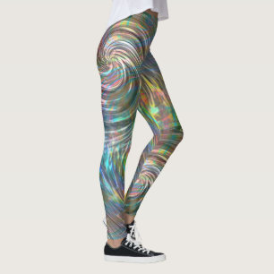 Beige to lilac blue pearly or metallic swirl leggings