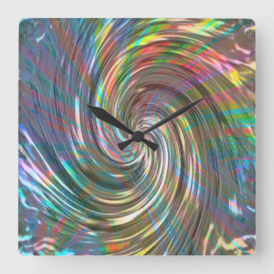 Beige to lilac blue pearly or metallic swirl square wall clock