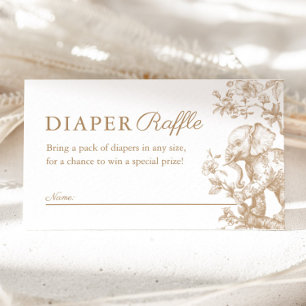 Beige Toile Safari Diaper Raffle Baby Shower Enclosure Card