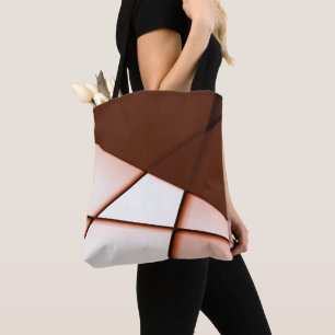 Beige trapeze rectangle under dark brown sheet     tote bag