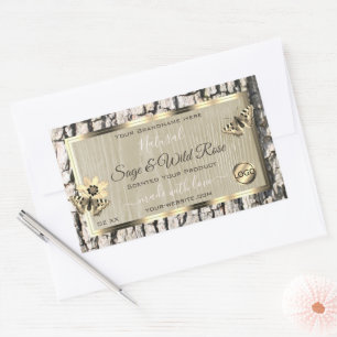 Beige Tree Bark Gold Frame Product Labels Add Logo
