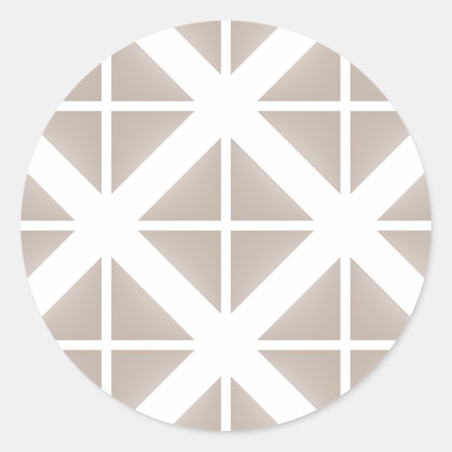 Beige Trendy Triangle Pattern Classic Round Sticker (Front)