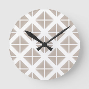 Beige Trendy Triangle Pattern Round Clock