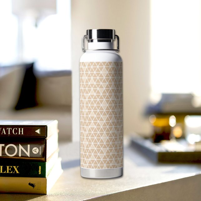 Beige Triangles Pattern Water Bottle (Creator Uploaded)