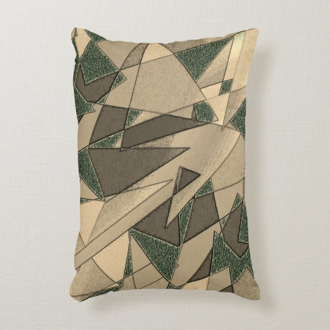 Beige triangular cutout on 'dark green background' decorative cushion (Front(Vertical))